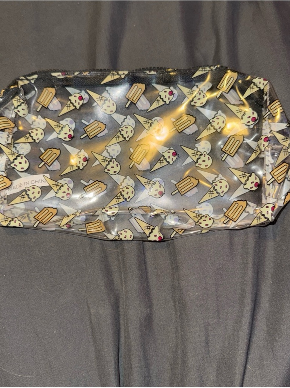 ipsy Clear Ice Cream & Popsicle Print Cosmetic Bag - Black Accents